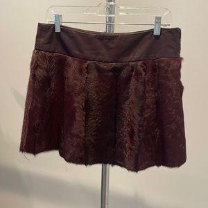 Burgundy Theory Leather and Fur Mini Skirt Size 8